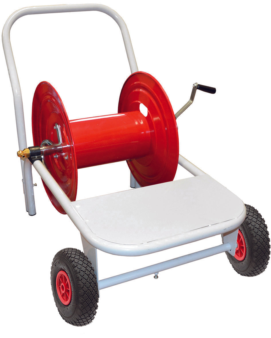 AVVOLGITUBO ALTA PRESSIONE CARRELLTO RUOTE PNEUMATICHE CON PORTAPOMPE