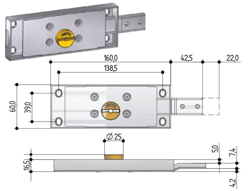 SERRATURA SERRANDA LATERALE CILINDRO FISSO DOPPIA MAPPA