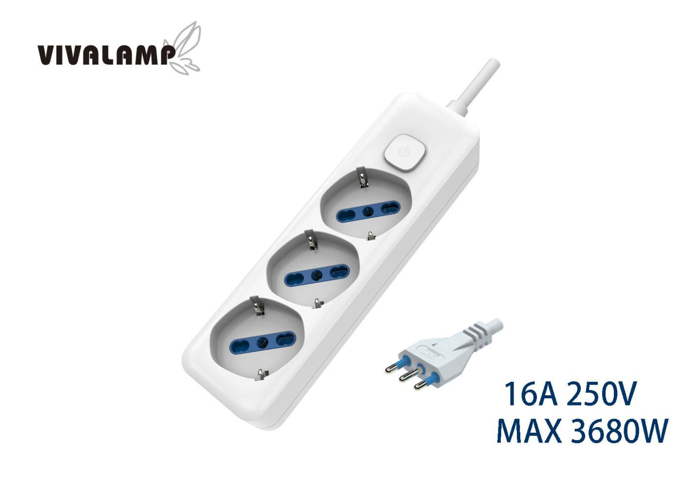 MULTIPRESA CIABATTA 3 POSTI SCHUKO 10/16A Max3680W