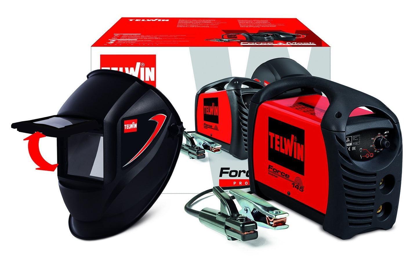 Saldatrice Inverter TELWIN MMA 130A Professionale 3.5kW +Kit Accessori Casco VBS
