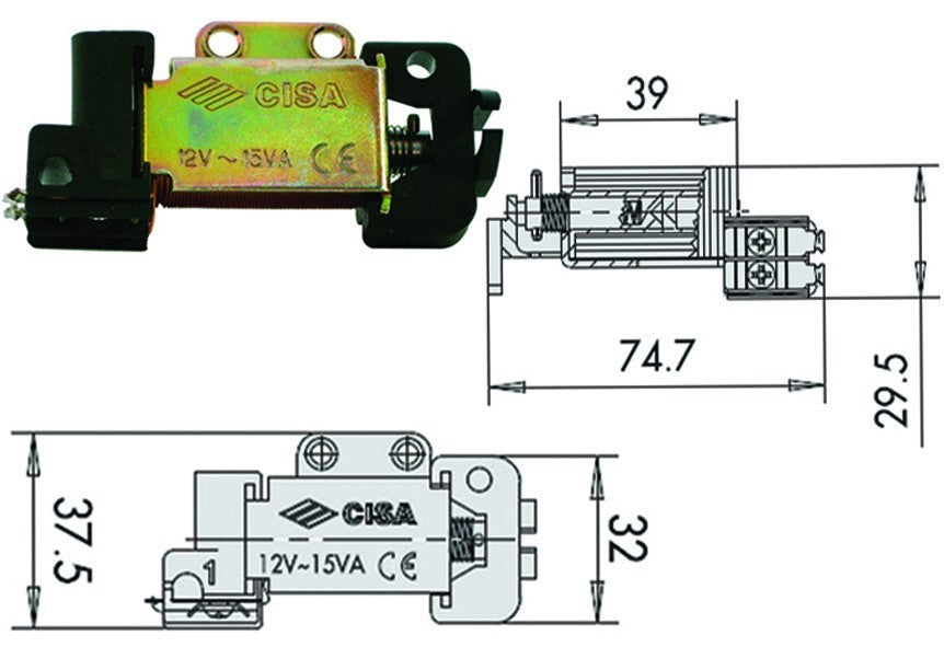 BOBINA Per Elettroserrature CISA 1A Gruppo Bobine Serratura Elettrica 12V G.F