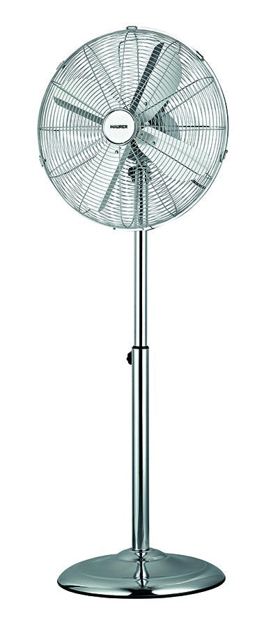 VENTILATORE PIANTANA METALLO 40CM 50W CROMATO OSCILLANTE INDUSTRIALE LAVORO VBS