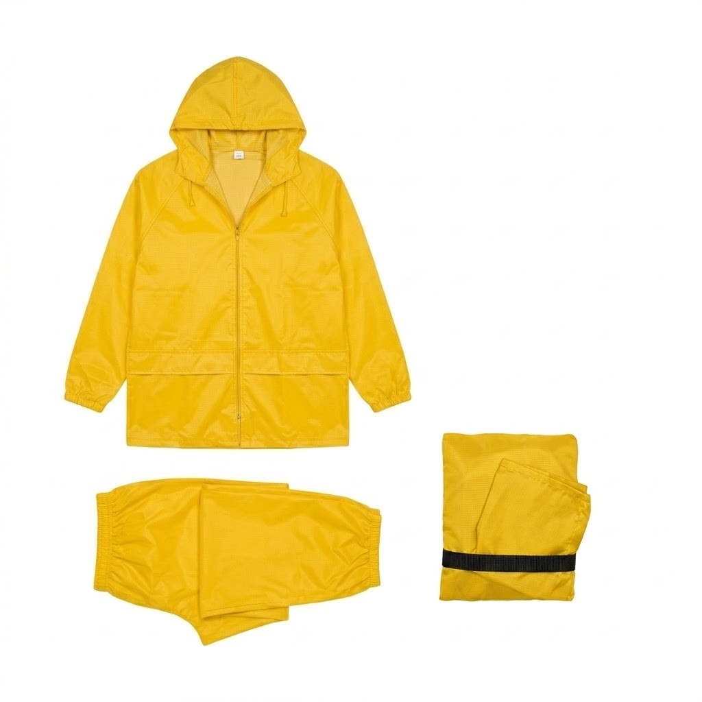 Completo Impermeabile Antistrappo Giacca Pantalone PVC Cappuccio Lavoro VBS