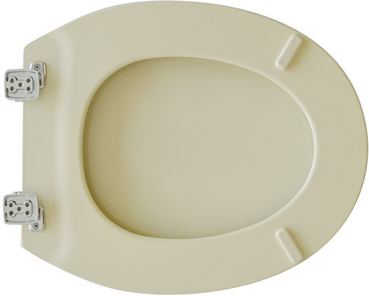 Sedile WC Universale BEMIS CeM in Legno Cerniere Regolabili Bianco Champagne D.X