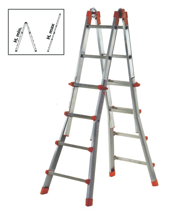 Scala Telescopica Alluminio 5+5 Gradini Professionale 125 Kg Certificata VBS