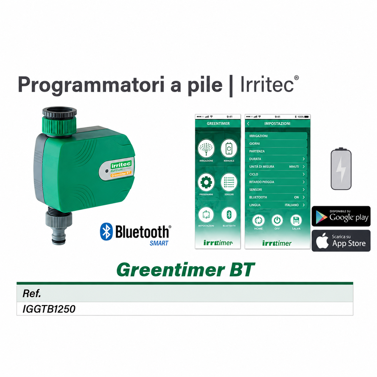 Programmatore Bluetooth IRRITEC Greentimer BT Centralina Irrigazione Con App D.X