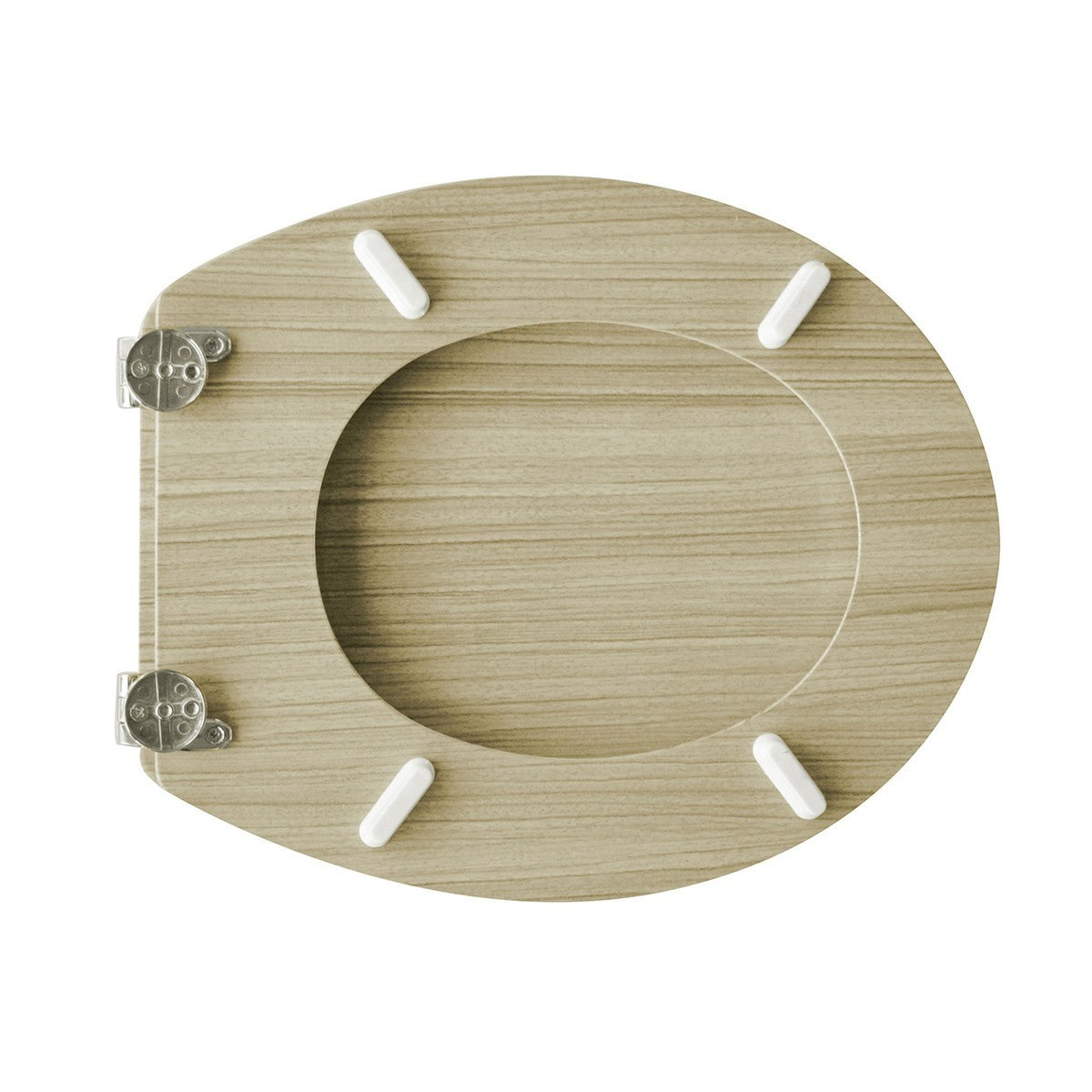 Sedile WC Universale in Legno Acero Cerniere Regolabili Copriwater Tavoletta D.X