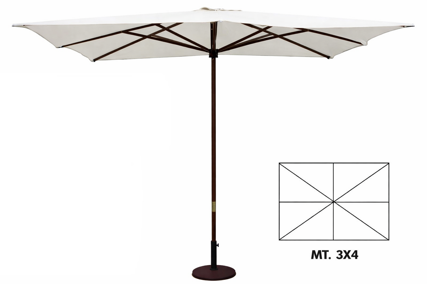 OMBRELLONE DA GIARDINO 2x3 3x3 3x4 M. Palo Ø48mm Top Bianco Super Resistente G.F