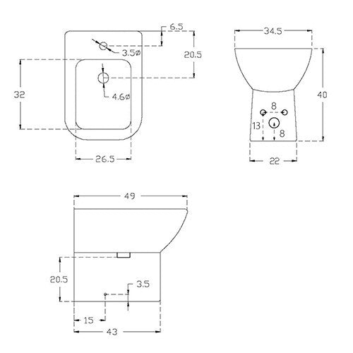Sanitari Filo Muro Bagno LINPHA Jasmine Vaso WC Bidet CopriWater Bianco D.X