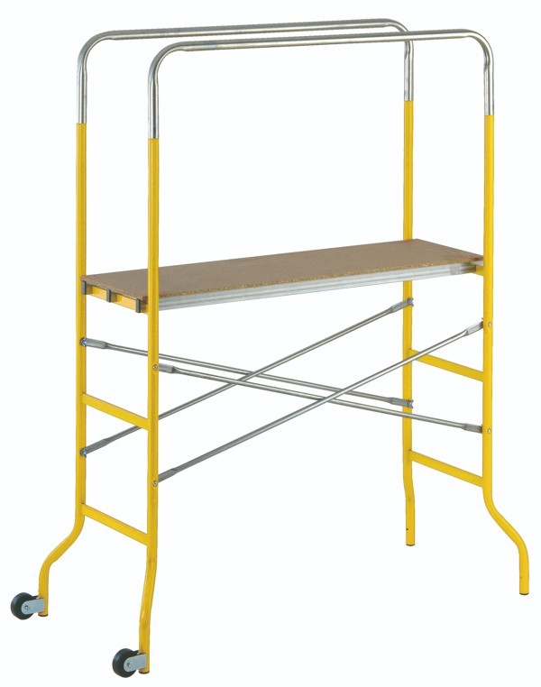 Trabattello con Ruote in Acciaio H 142-3,3 m Mini Ponteggio Pieghevole 120kg VBS