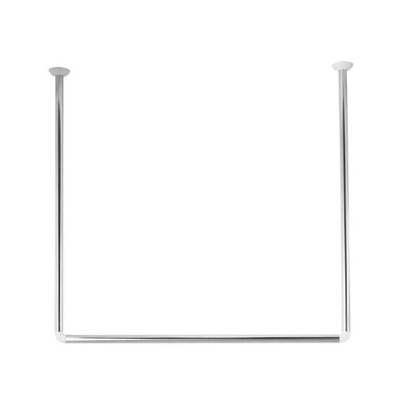 Bastone Tenda Doccia Angolare Quadrato Asta Acciaio INOX 3 LATI 80-80-80cm D.X