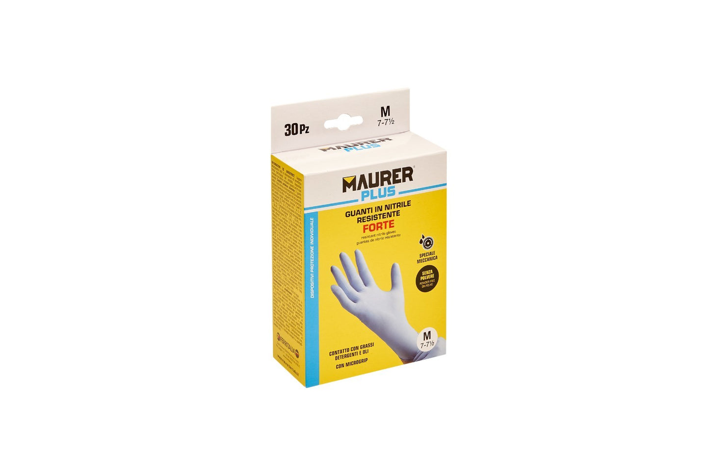 Guanti Nitrile Maurer FORTE Microgrip Resistenti Oli Chimici Meccanica 30pz VBS