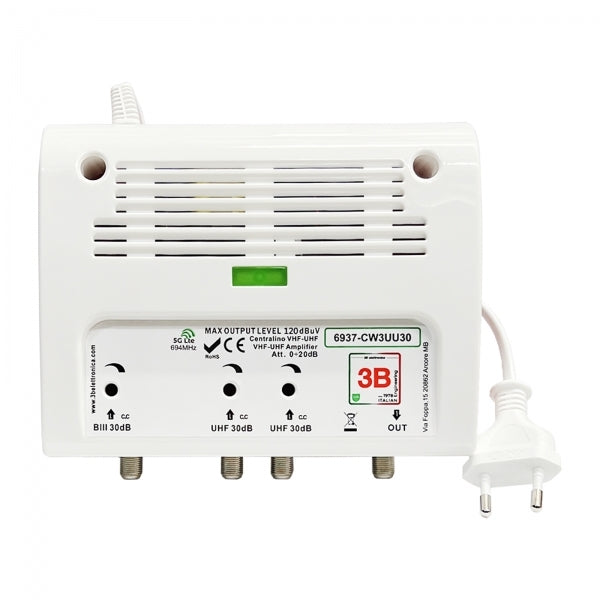 Centralina Larga Banda 120 dBuV Regolabile 30dB Auto-alimentata 3B ELETTRONICA