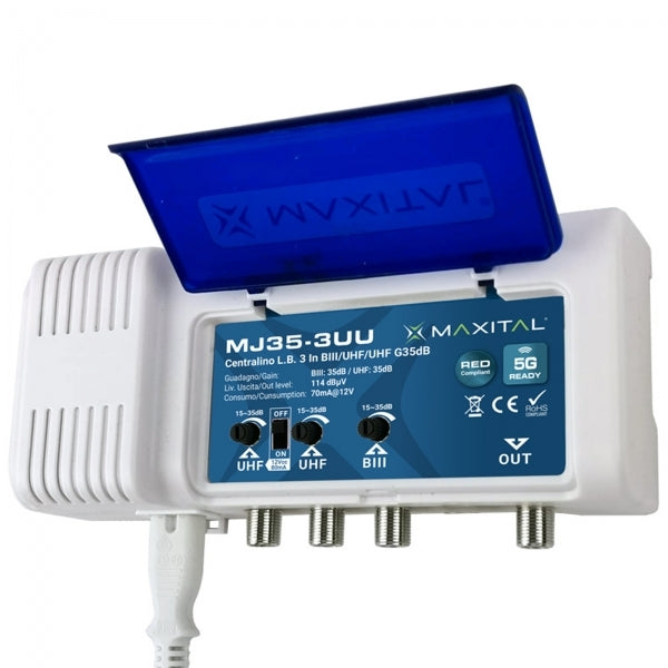 Centralino a Larga Banda Auto-alimentato Con 3 Ingressi 35 dB MAXITAL