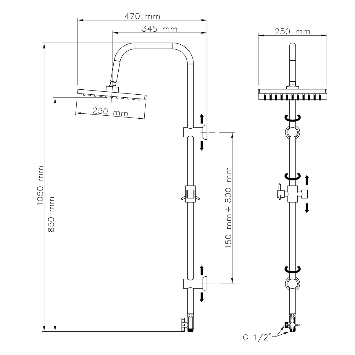 SALISCENDI DOCCIA ACCIAIO CROMO MIX SQUARE 1 GETTO