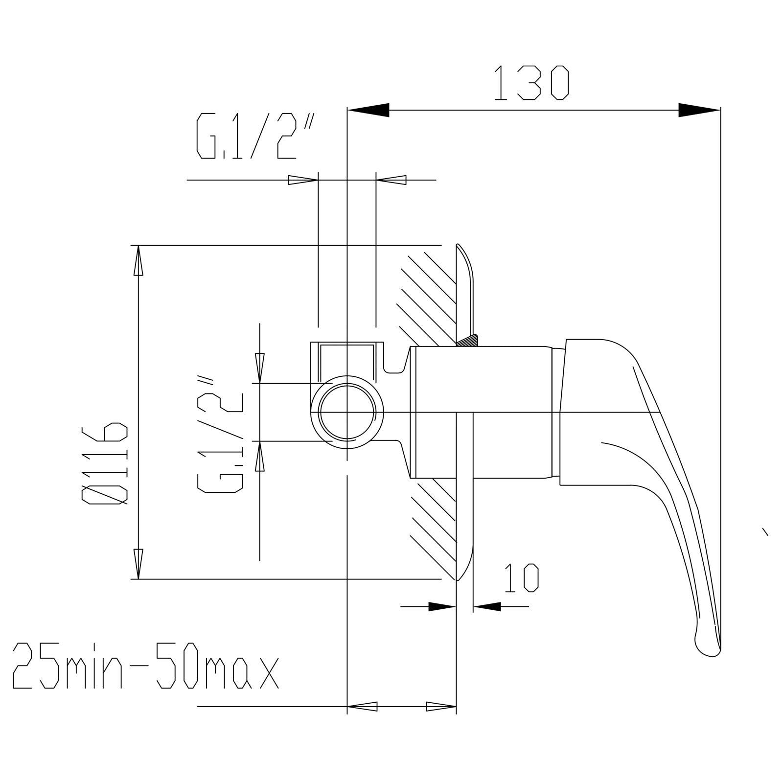 Miscelatore monocomando EDEN incasso doccia 1/2"-1/2" FROMAC