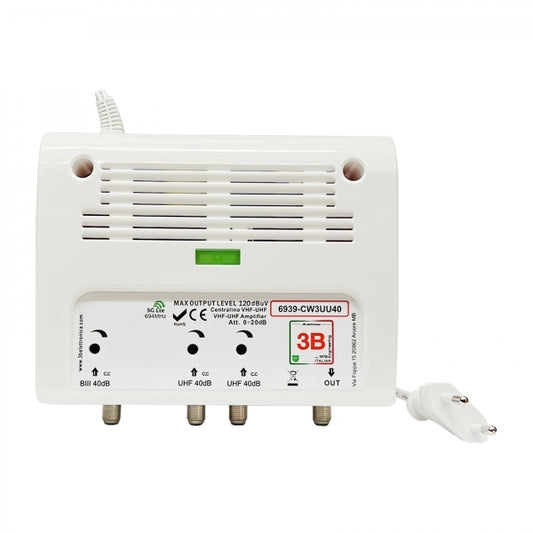 Centralina Larga Banda 120 dBuV Regolabile 40dB Auto-alimentata 3B ELETTRONICA