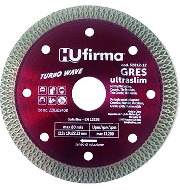 DISCHI DIAMANTATI C.CONTINUA HU-FIRMA GRES ROSSO DIA.115 MM