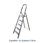 Scala Alluminio TETI 3 4 5 6 7 Gradini Domestica Antiscivolo Leggera 120Kg D.X