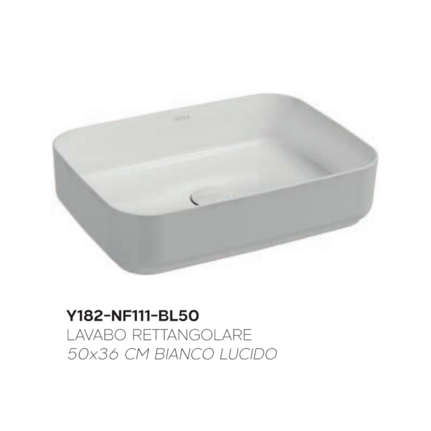 Lavabo Bagno Da Appoggio Rettangolare NYMO Ceramica Moderno Ultra Sottile D.X