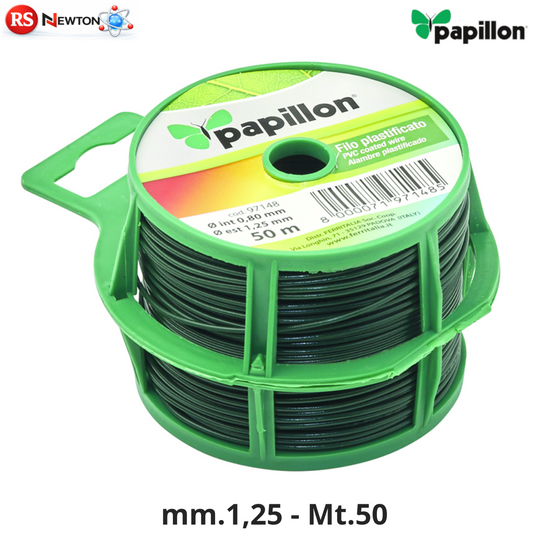 Filo Plastificato 1,25 mm Bobina 50 M Verde Legatura Giardinaggio Recinzioni VBS