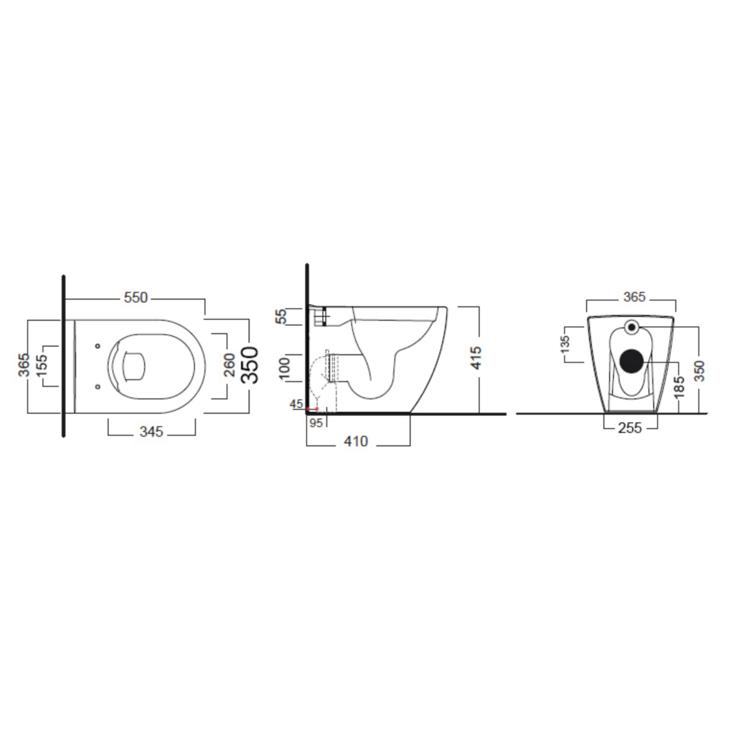 Sanitari Bagno Filo Muro LINPHA Vaso WC Bidet Sedile Soft Close Bianco Nero D.X
