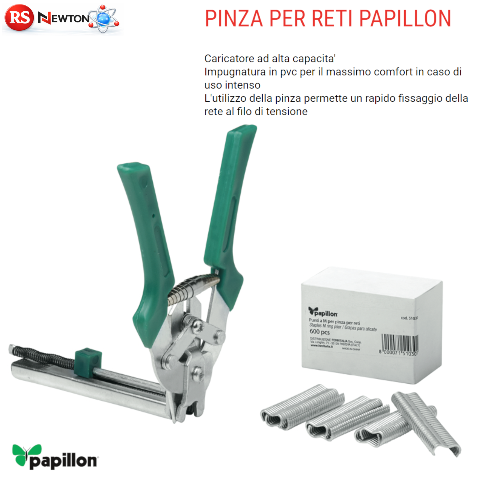 Pinza per Reti con 600 Punti M Fissaggio Recinzioni Professionale Rapido VBS
