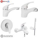 Miscelatore Rubinetto Bagno Lavabo Bidet Vasca Bianco Opaco MARZIA Elegante D.X