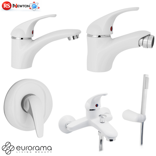 Miscelatore Rubinetto Bagno Lavabo Bidet Vasca Bianco Opaco MARZIA Elegante D.X