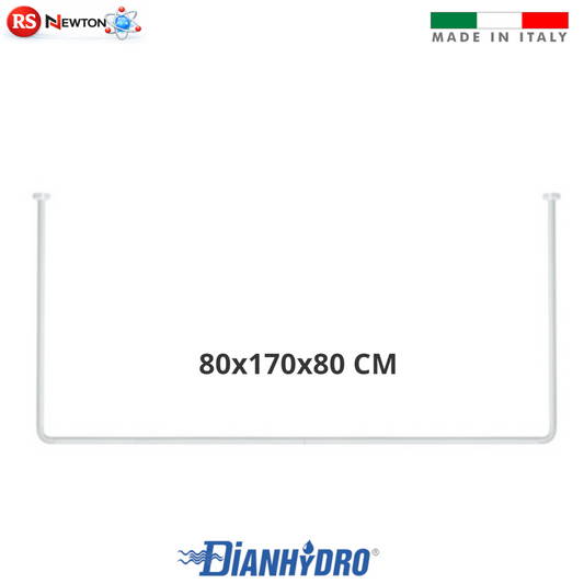 Bastone Tenda Angolare Vasca Da Bagno Asta in Alluminio 3 LATI 80x170x80 cm D.X