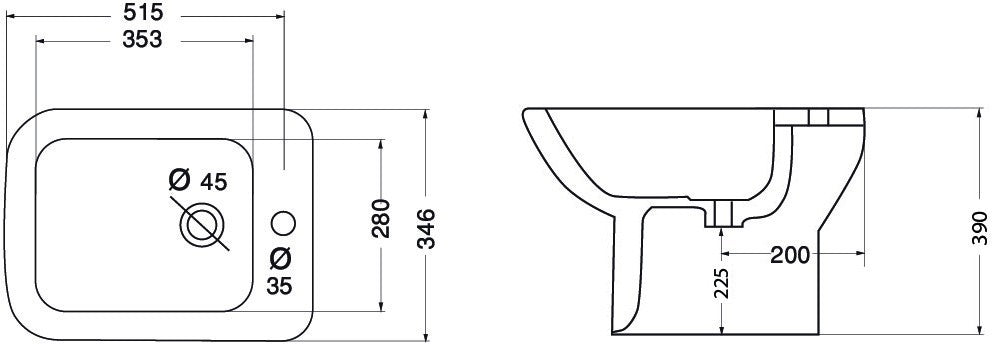 Sanitari Bagno LINPHA Bidet Vaso WC Scarico Terra Muro Pavimento Copriwater D.X