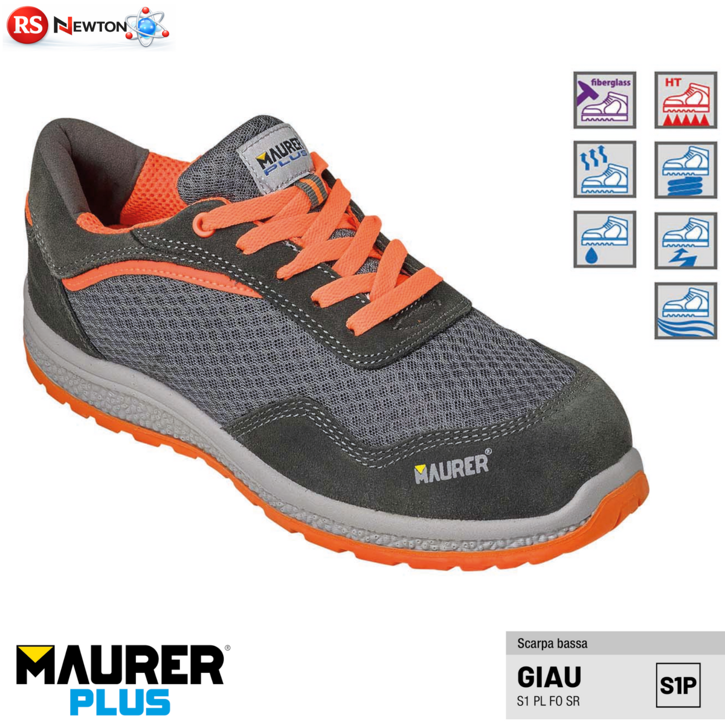 Scarpe Antinfortunistiche Maurer GIAU S1P Basse Pelle Scamosciata Scarpa VBS