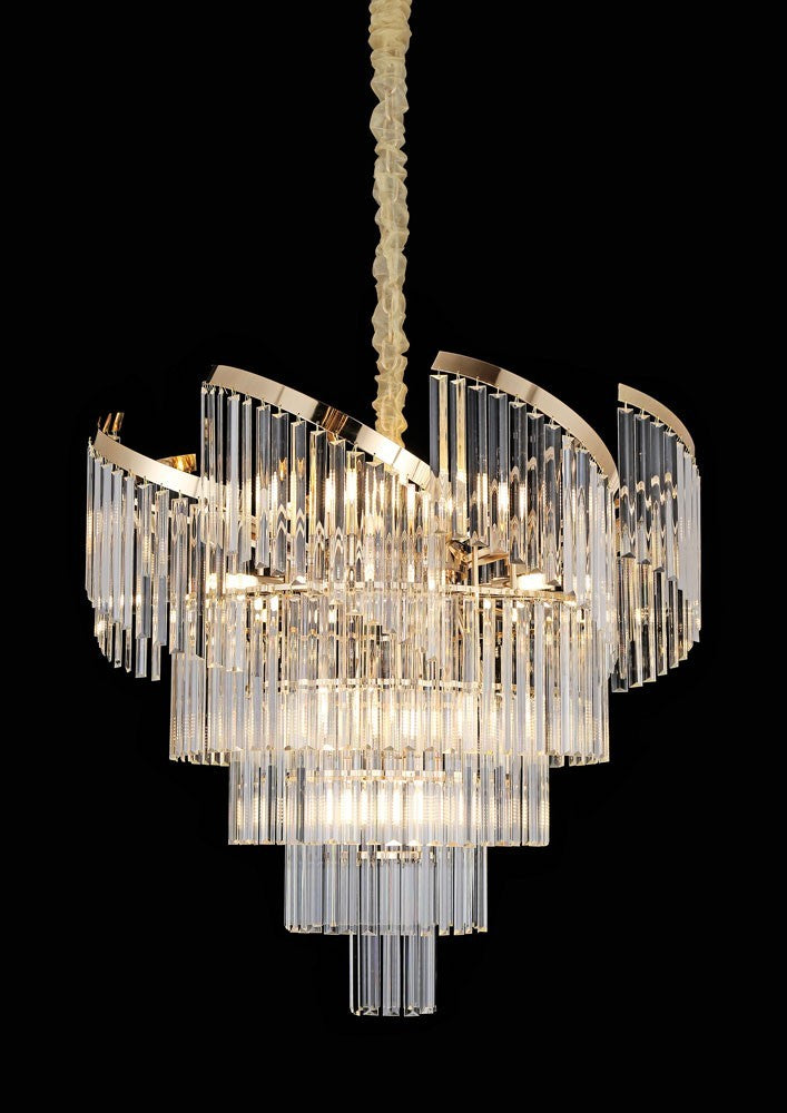 Lampadario Cristallo Oro 22xG9 80cm Lusso Moderno Sospensione Hotel Albergo V.L