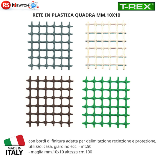 Rete in Plastica Per Recinzione Protezione Casa Maglia 10x10mm 50mt h100cm G.F