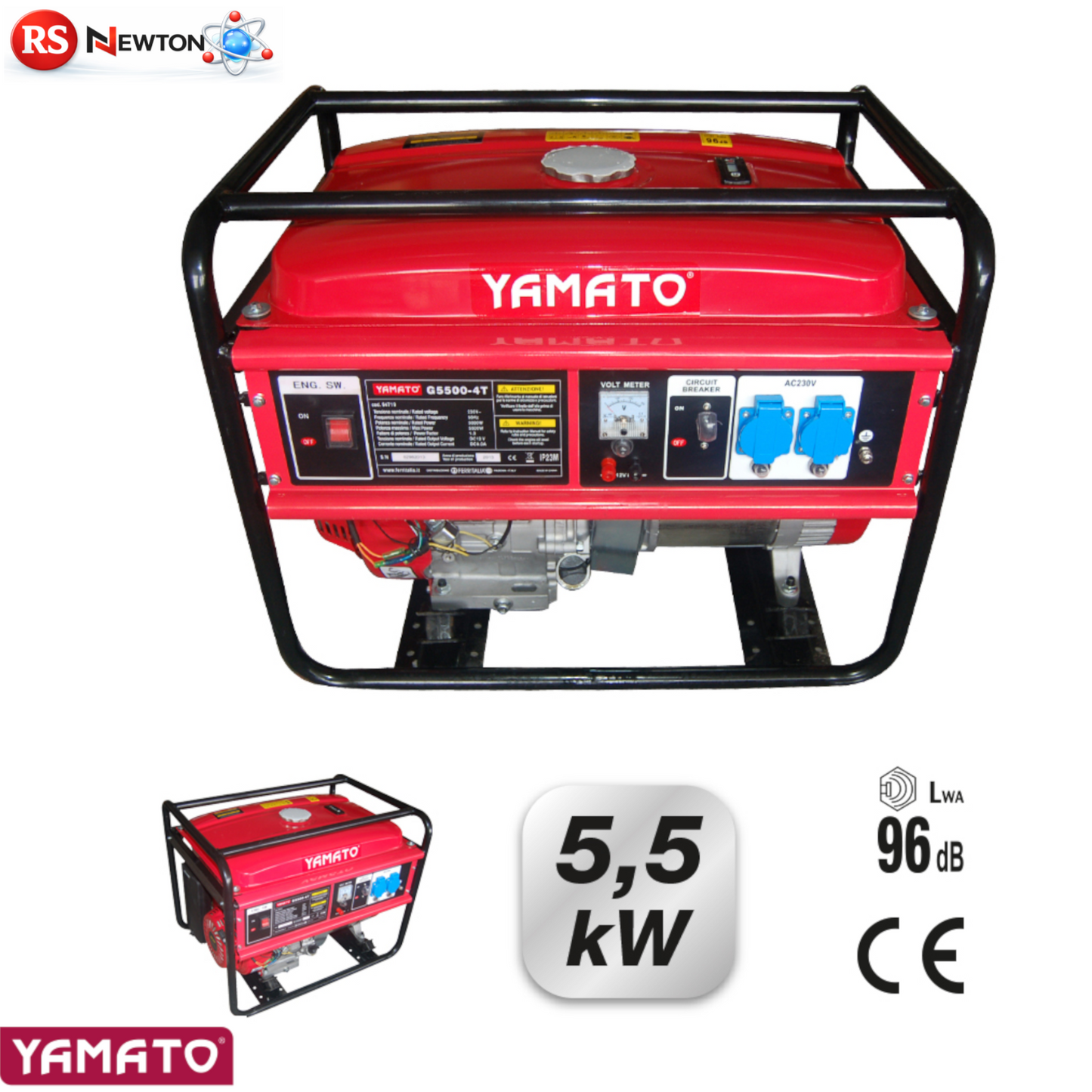 Motogeneratore 5500W 4T 389cc Benzina 5,5kW Serbatoio 25L Caricabatteria VBS