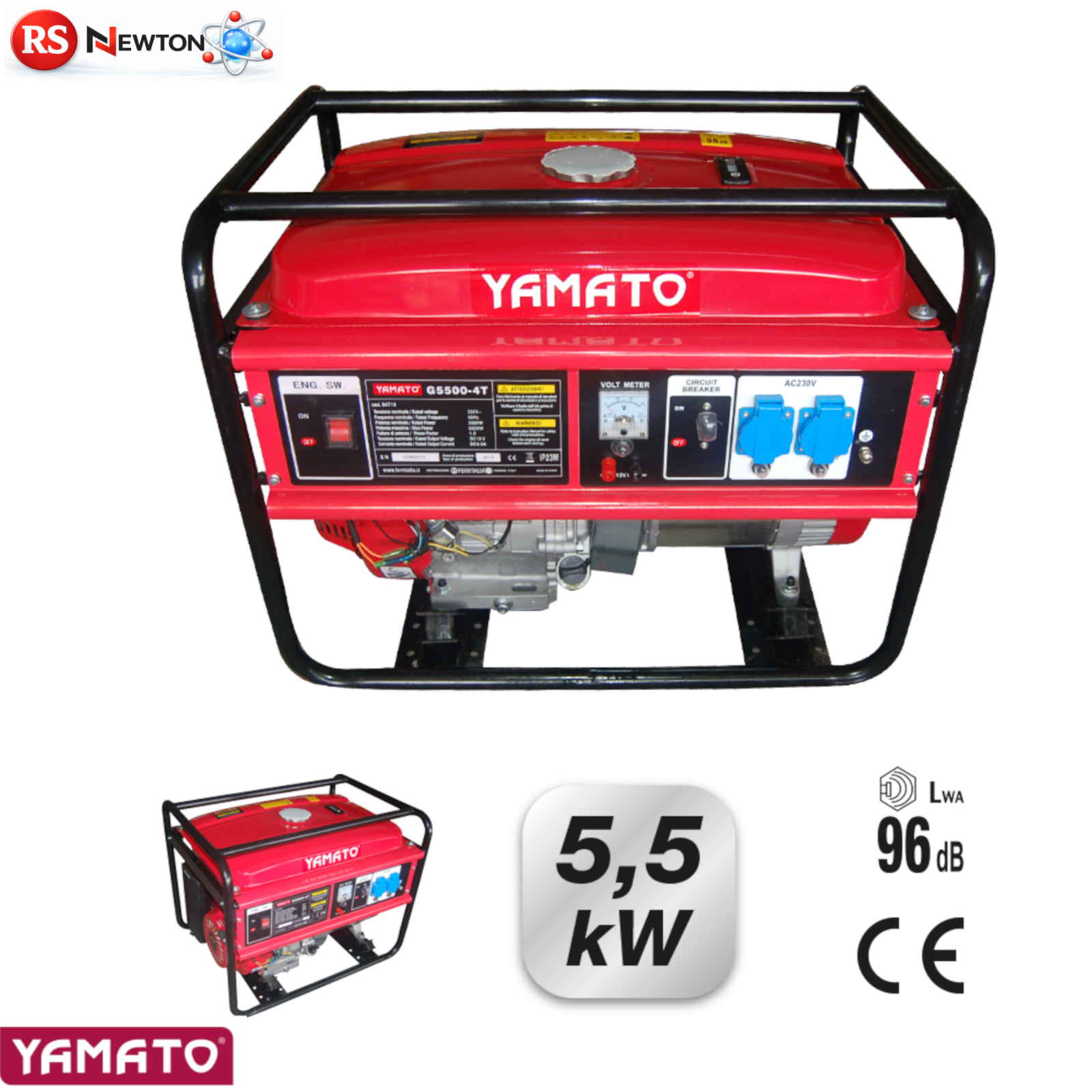 Motogeneratore 5500W 4T 389cc Benzina 5,5kW Serbatoio 25L Caricabatteria VBS