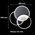 Lampadario LED 70W Moderno Plafoniera a Cerchi Telecomando APP Dimmerabile V.L
