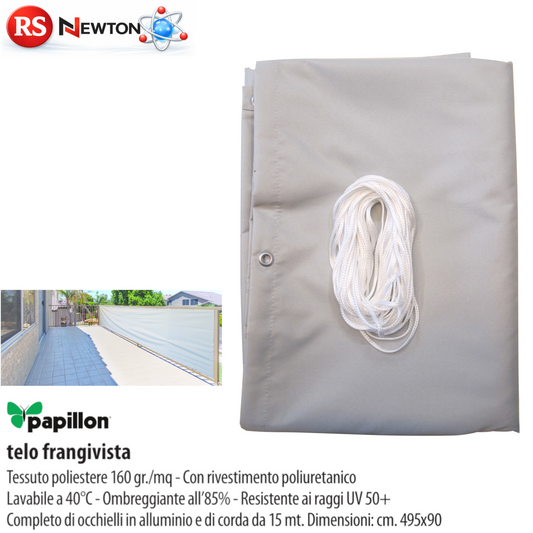 Telo Frangivista Grigio Chiaro 495x90cm Frangivento Ombreggiante 15mt Corda VBS