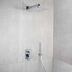 Kit Soffione Doccia Completo Quadrato Acciaio Inox AISI 304 Ottone Cromato D.X