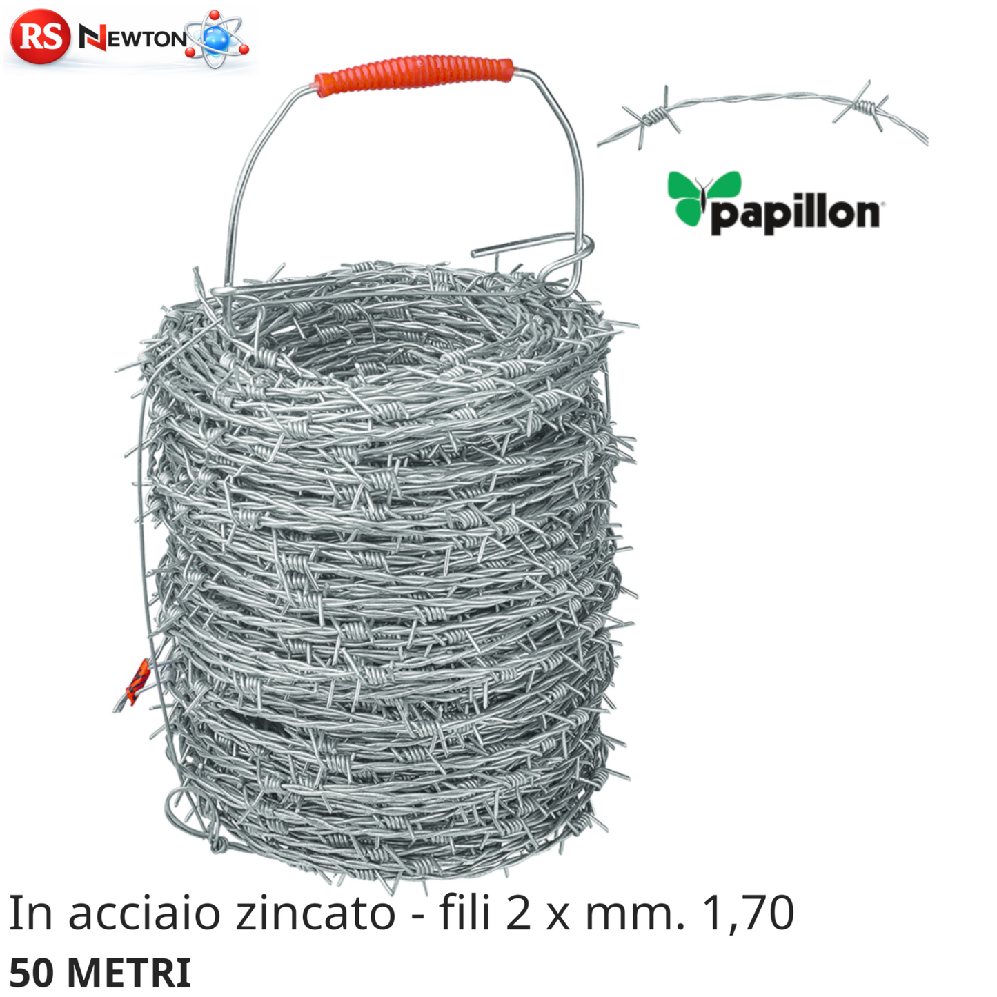 Filo Spinato Zincato 50M Ø 1,70 mm Doppio Filo Recinzione Sicurezza Agricola VBS