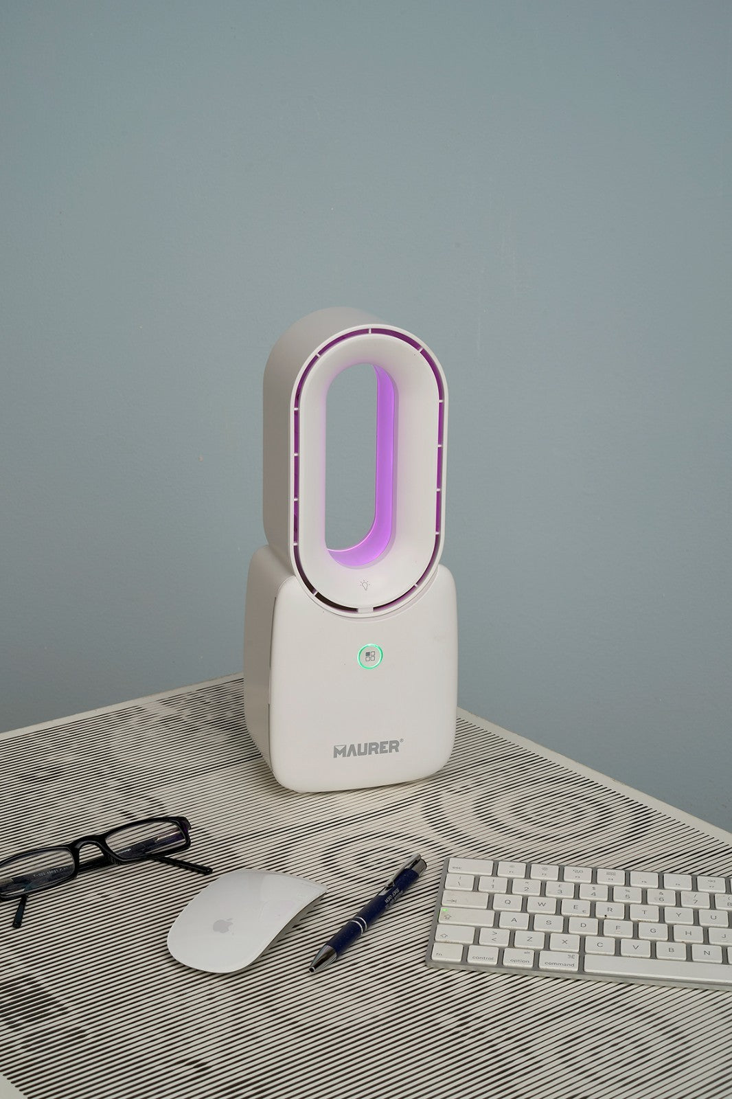 VENTILATORE DA TAVOLO USB RICARICABILE BATTERIA 2200mAh SILENZIOSO LED RGB VBS