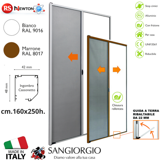 Zanzariera a Rullo Orizzontale Riducibile SANGIORGIO Zanzariere 160x250 G.F