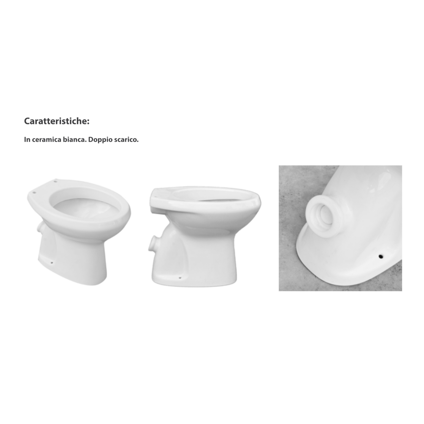 Vaso WC Doppio Scarico Bianco in Ceramica Ventilato Sanitari Bagno a Terra D.X