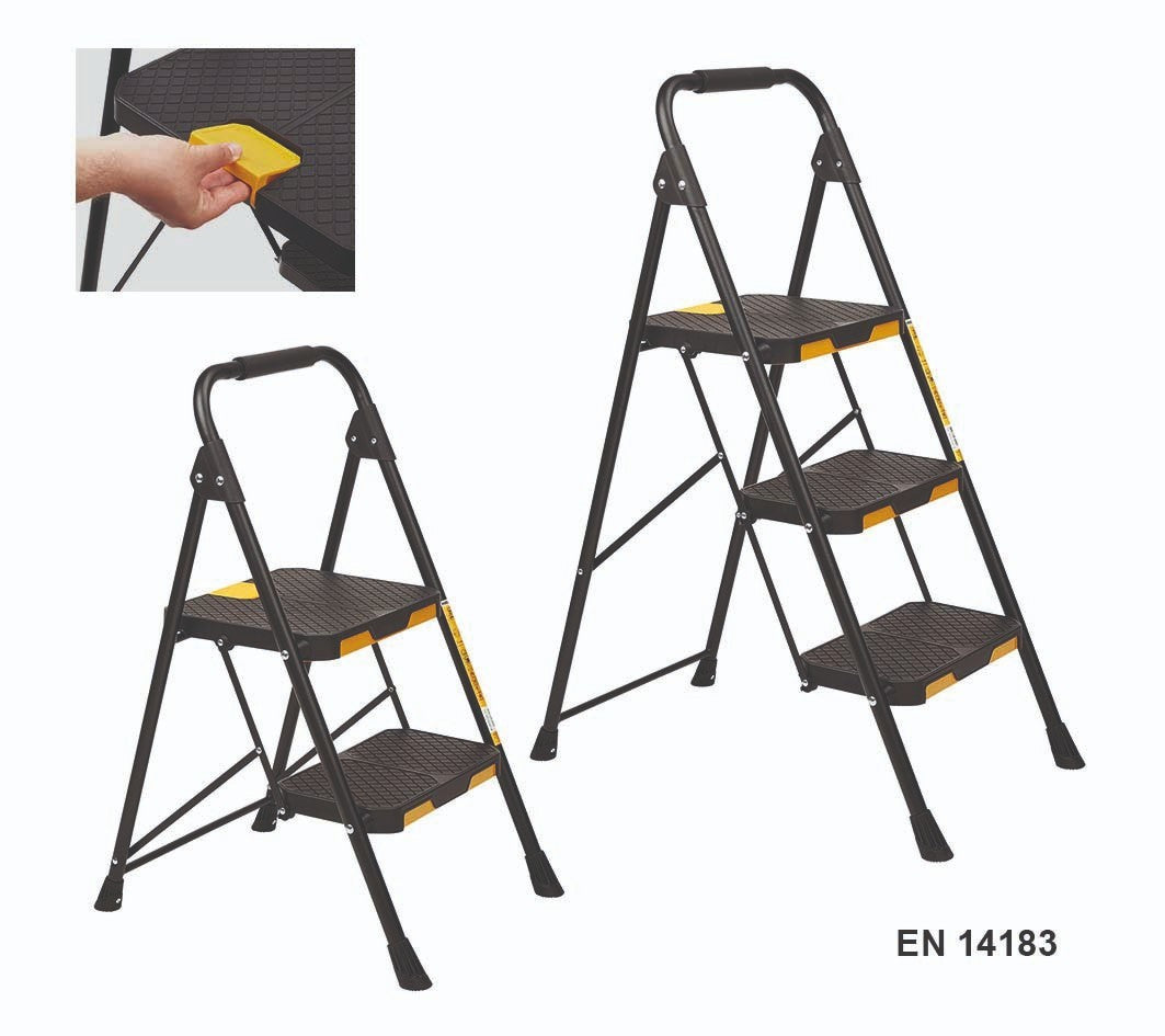 Sgabello A Gradini Acciaio 2 3 4 Gr 150Kg Scala Antiscivolo Pieghevole VBS