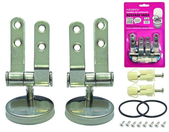 Cerniere Copriwater Universale acciaio inox Coppia Per Sedili Tavoletta WC G.F