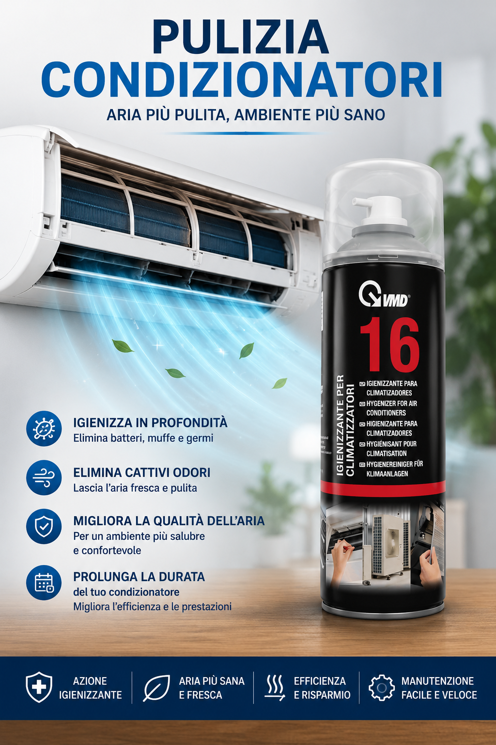 Igienizzante Climatizzatori VMD 16 Spray Schiuma Attiva 400ml Condizionatori