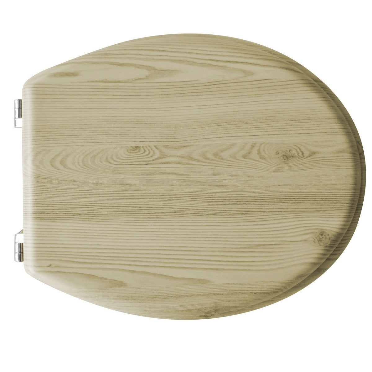 Sedile WC Universale in Legno Acero Cerniere Regolabili Copriwater Tavoletta D.X