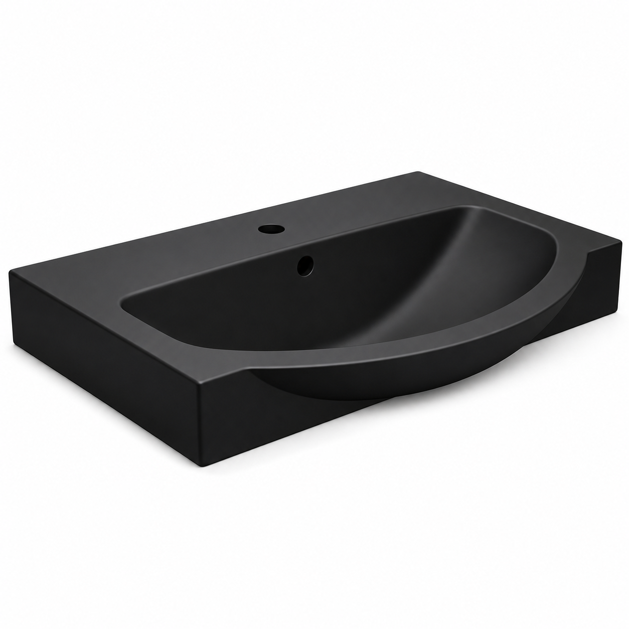 Lavabo a Parete Sospeso Nero Lucido 50x40 cm Linpha Ceramica Bagno Moderno D.X