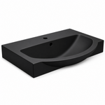 Lavabo a Parete Sospeso Nero Lucido 50x40 cm Linpha Ceramica Bagno Moderno D.X