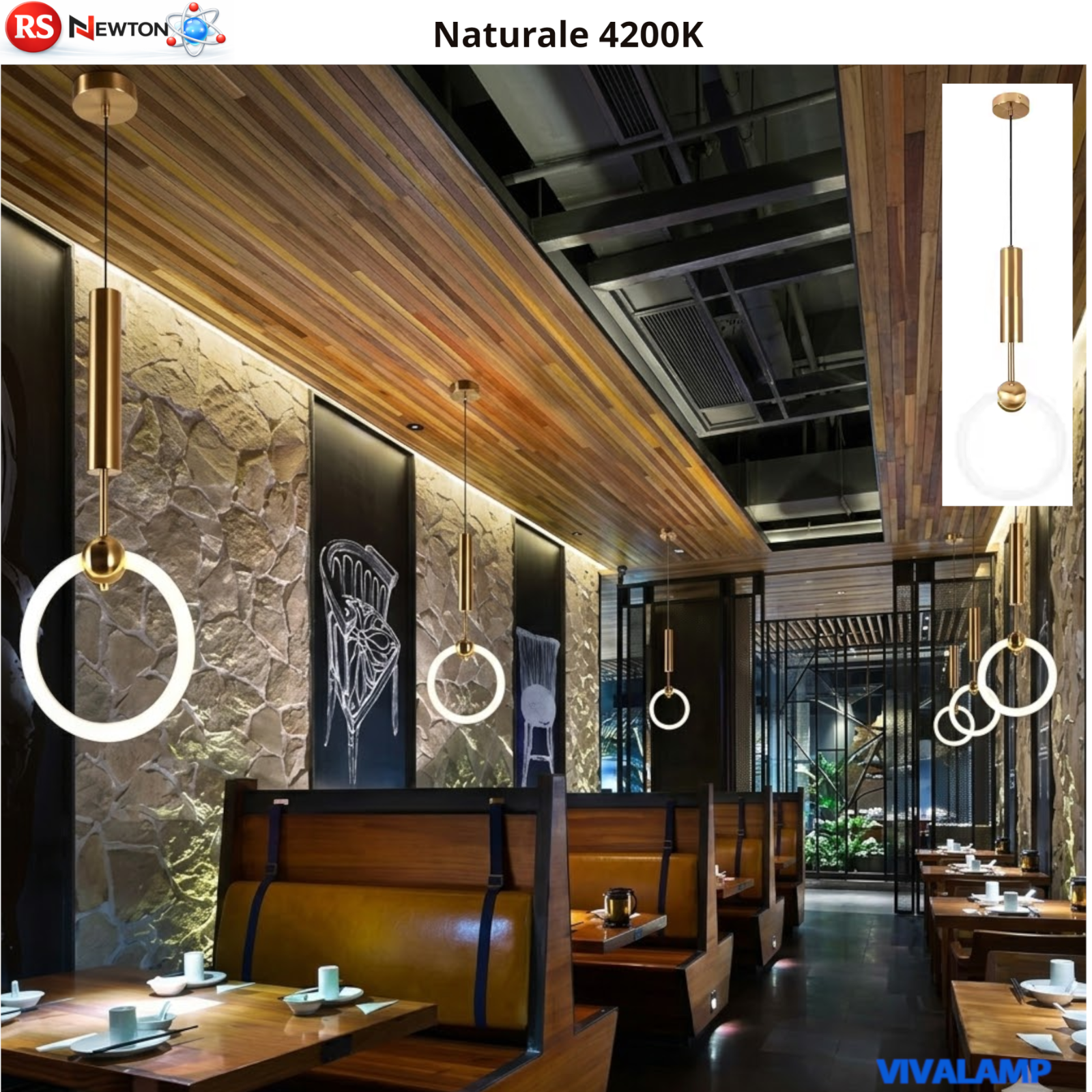 Lampadario LED Oro Moderno 15W Lampada Sospesa Lusso Ø25 Ristorante Casa V.L